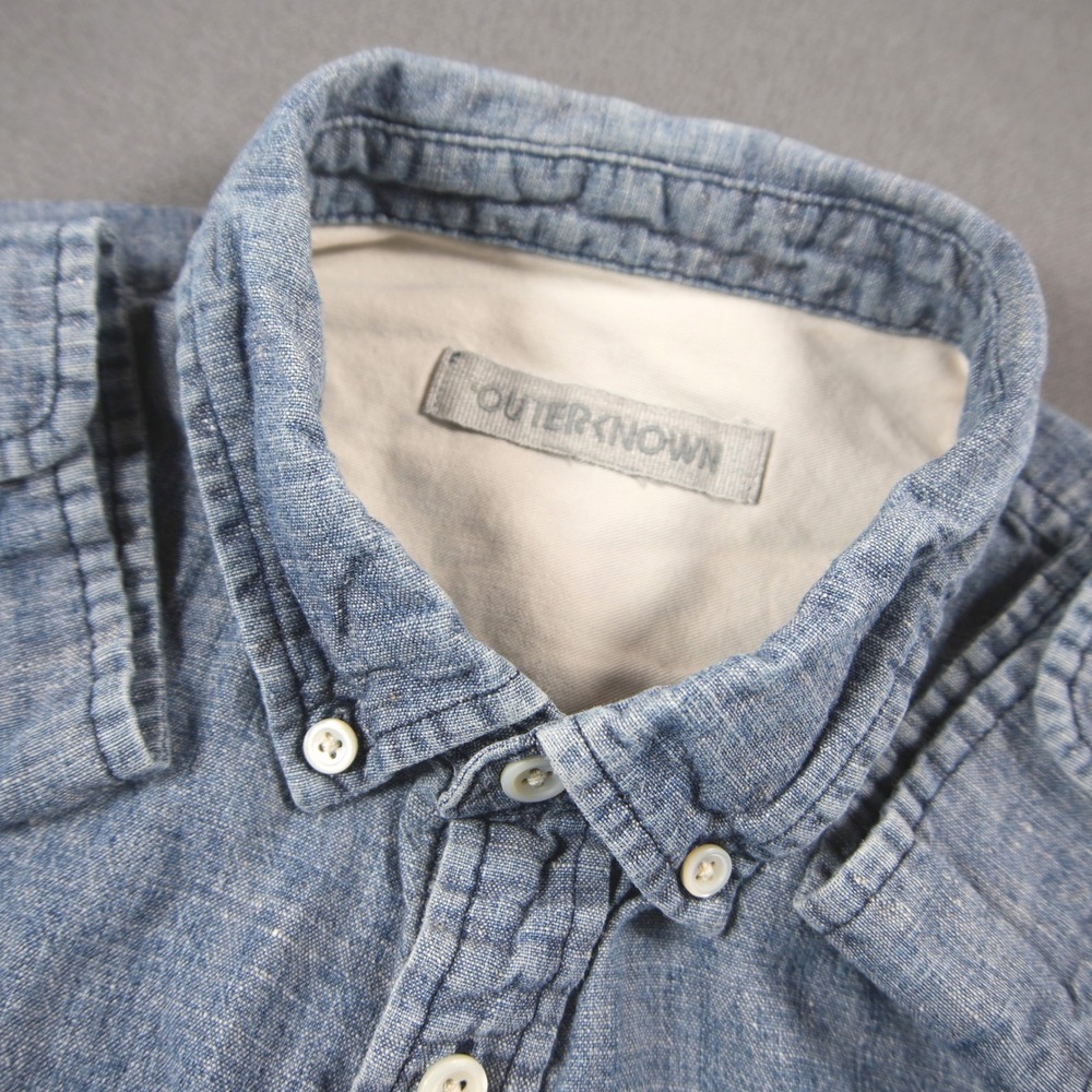 Outerknown Western Hemp Organic Cotton Chambray Men Button Down Shirt S Coastal